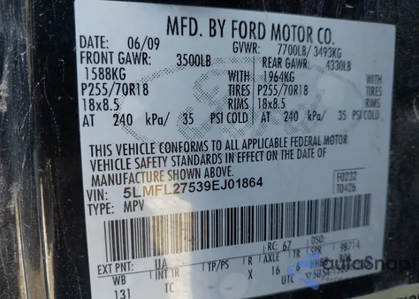 2009 Lincoln Navigator L from USA, damaged, VIN 5LMFL27539EJ01864